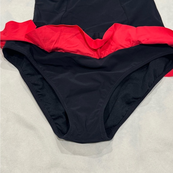 Profile by Gottex One-Piece Swimsuit Black Pink Lace-Up Ruffle NWT Size 6 - Picture 7 of 10